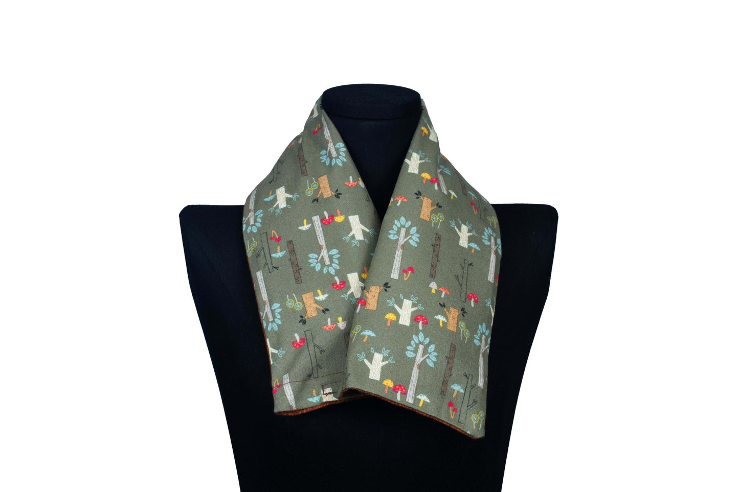 Pure Botanical's Organic Heated & Cooling Neck Wrap, With Removeable Outer Cover In Autumn Trees & Mushrooms