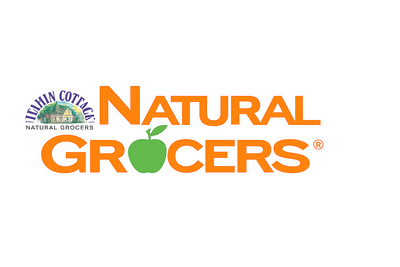 Natural Grocers logo with a green apple on a white background