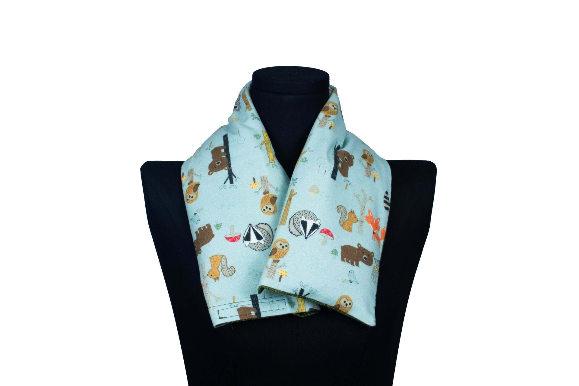 Pure Botanical's Organic Heated & Cooling Neck Wrap, With Removeable Outer Cover In Forest Friends
